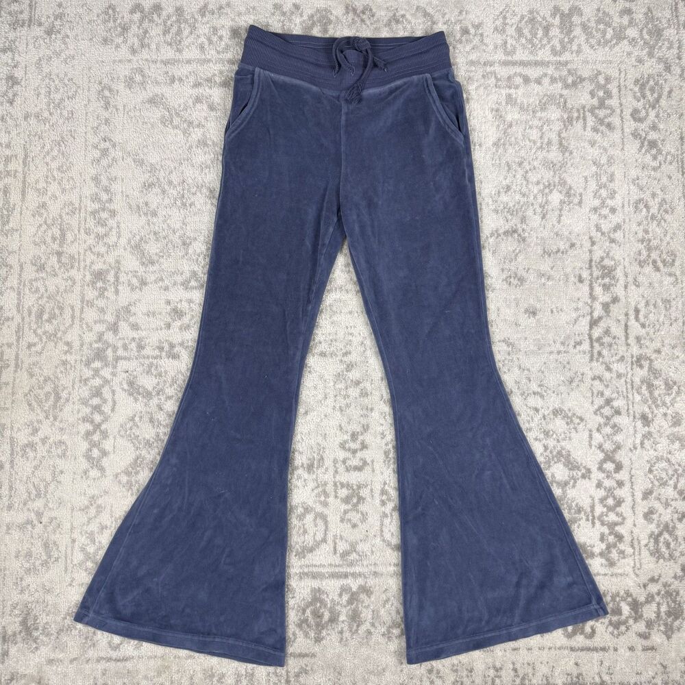 Aerie Dark Blue Groove On Velour High Waisted Flare Pants Fresh Size Small